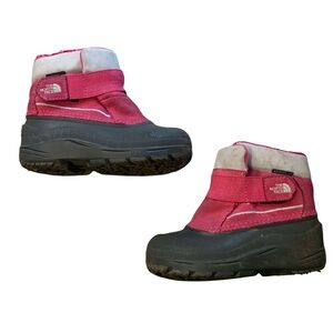 The North Face Pink and Gray Kids Snow Boots